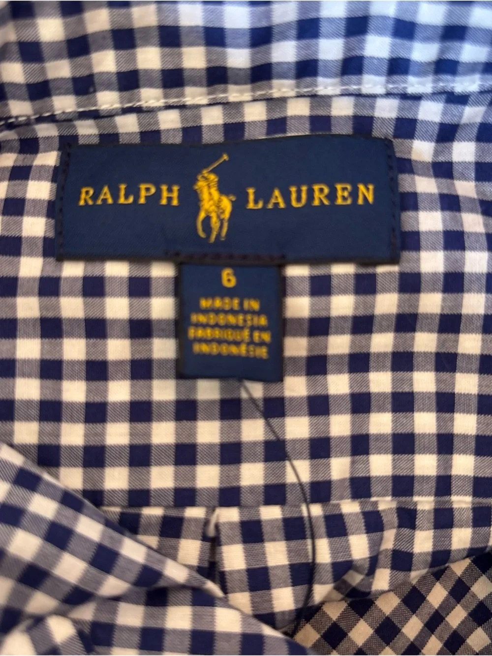 Ralph Lauren Boys Blue Gingham Button Down Shirt Size 6 Red Pony Preppy NWT